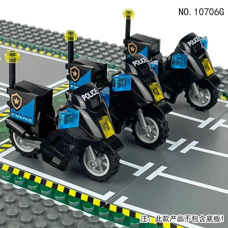 Militärisches Spezialpolizeimotorrad, Patrouillenmotorrad, Polizeimotorrad, DIY-Modell, Kleinteiliger Baustein-Bausatz, Geschenk. – Detail 1