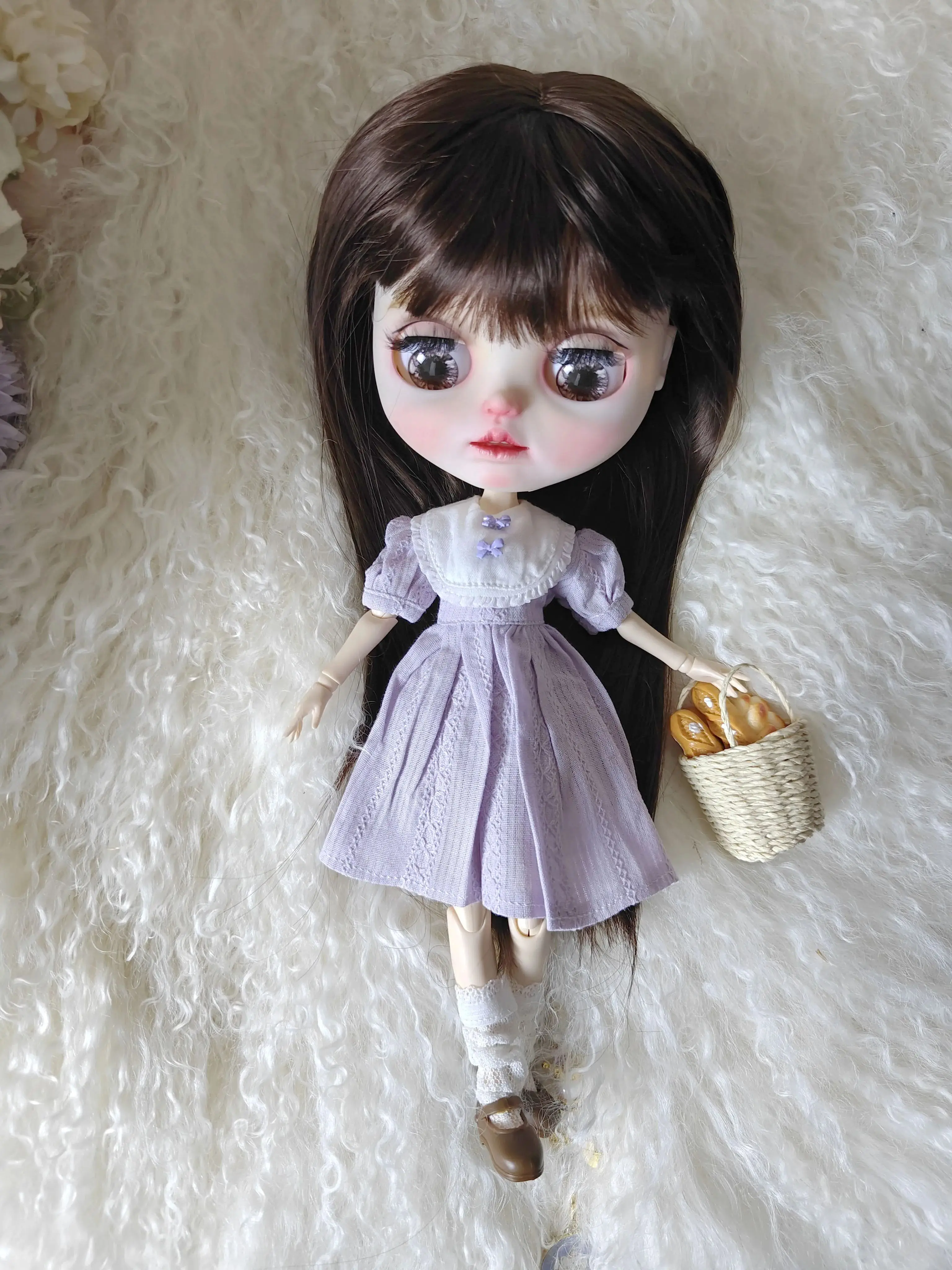 

Casual blythe doll clothes Blyth Doll Clothes dress kawaii purple set for Ymy Licca Azones Ob24 Ob22 Doll Accessories