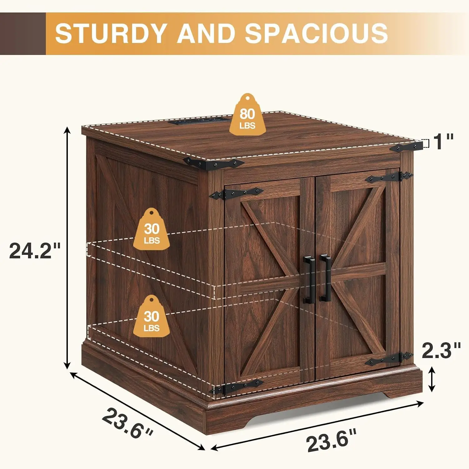 Farmhouse End Table with Charging Station, 24