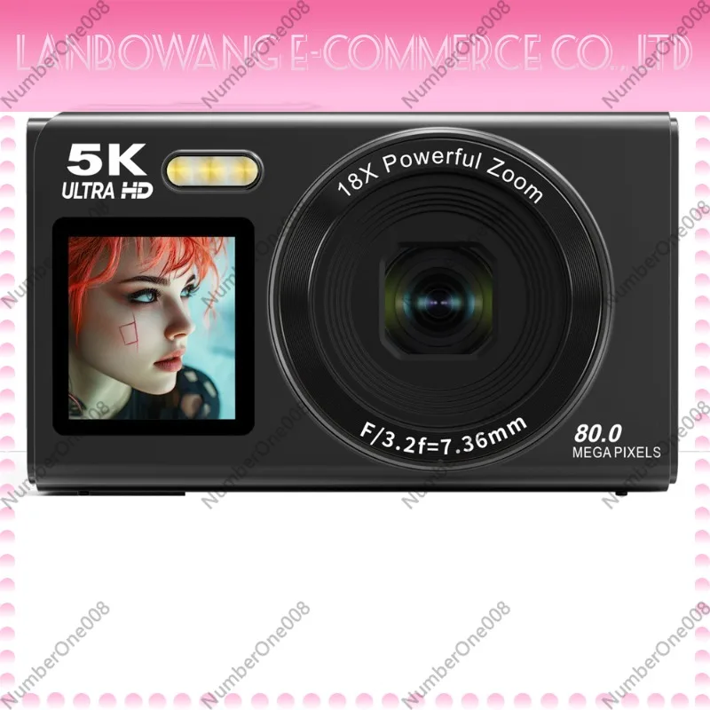 5K HD Dual Screen Digital Camera Selfie Video Retro CCD Card Camera for Students Outdoor