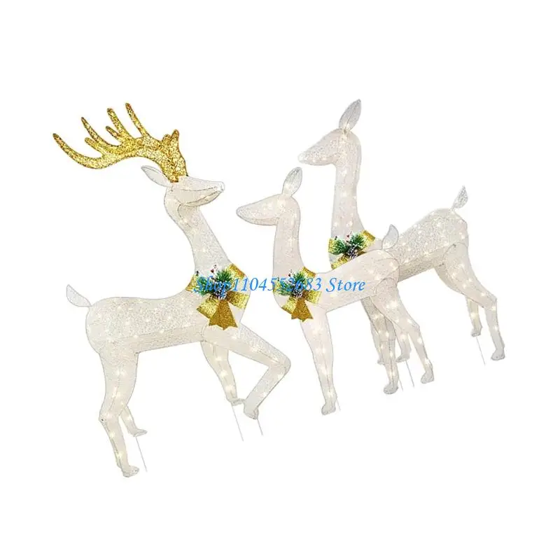 Y6GD 3 قطع LED ضوء حصة الرنة للإضاءة الخارجية لزينة عيد الميلاد والعطلات