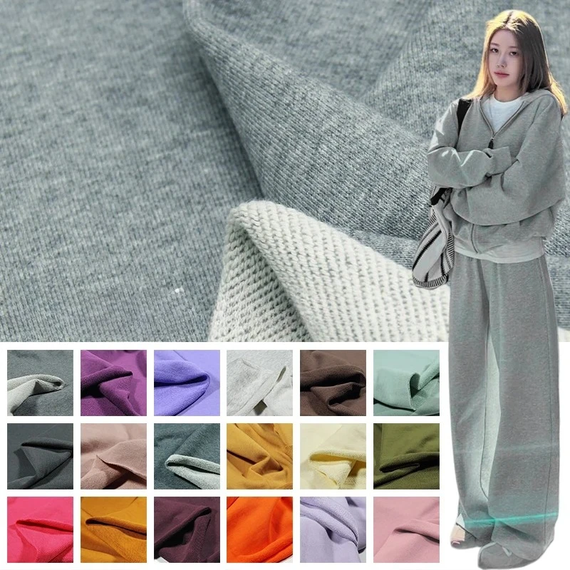 

100x160 см толстая французская махровая ткань с петлей, эластичная трикотажная махровая ткань из чистого хлопка для шитья толстовки, спортивные брюки, свитер