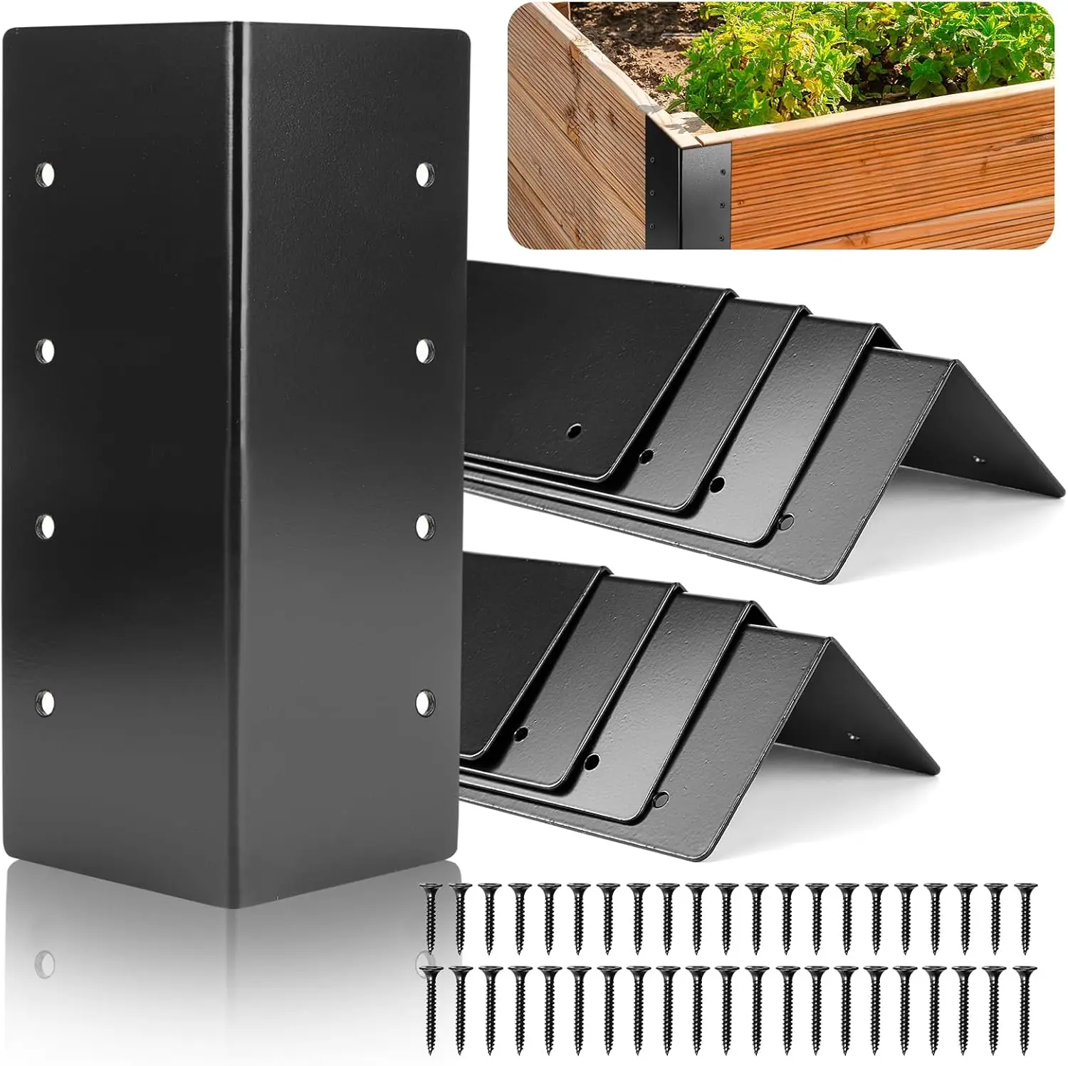 

Raised Garden Bed Corner Brackets for Flower Vegetable Furniture Planter Wood Garden Bed Box, Black Metal Corner Bracket