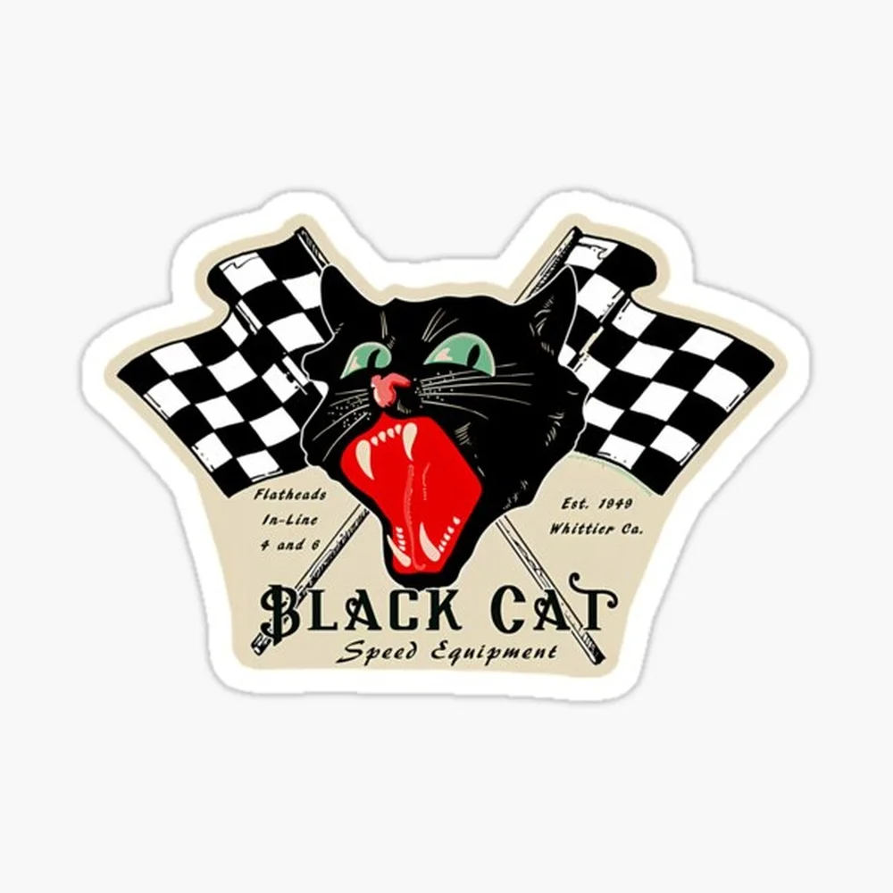 Black Cat Speed Equipment  Sticker for Laptop Decor Bedroom Car Cute Cartoon Art Fashionable Public Suitcase