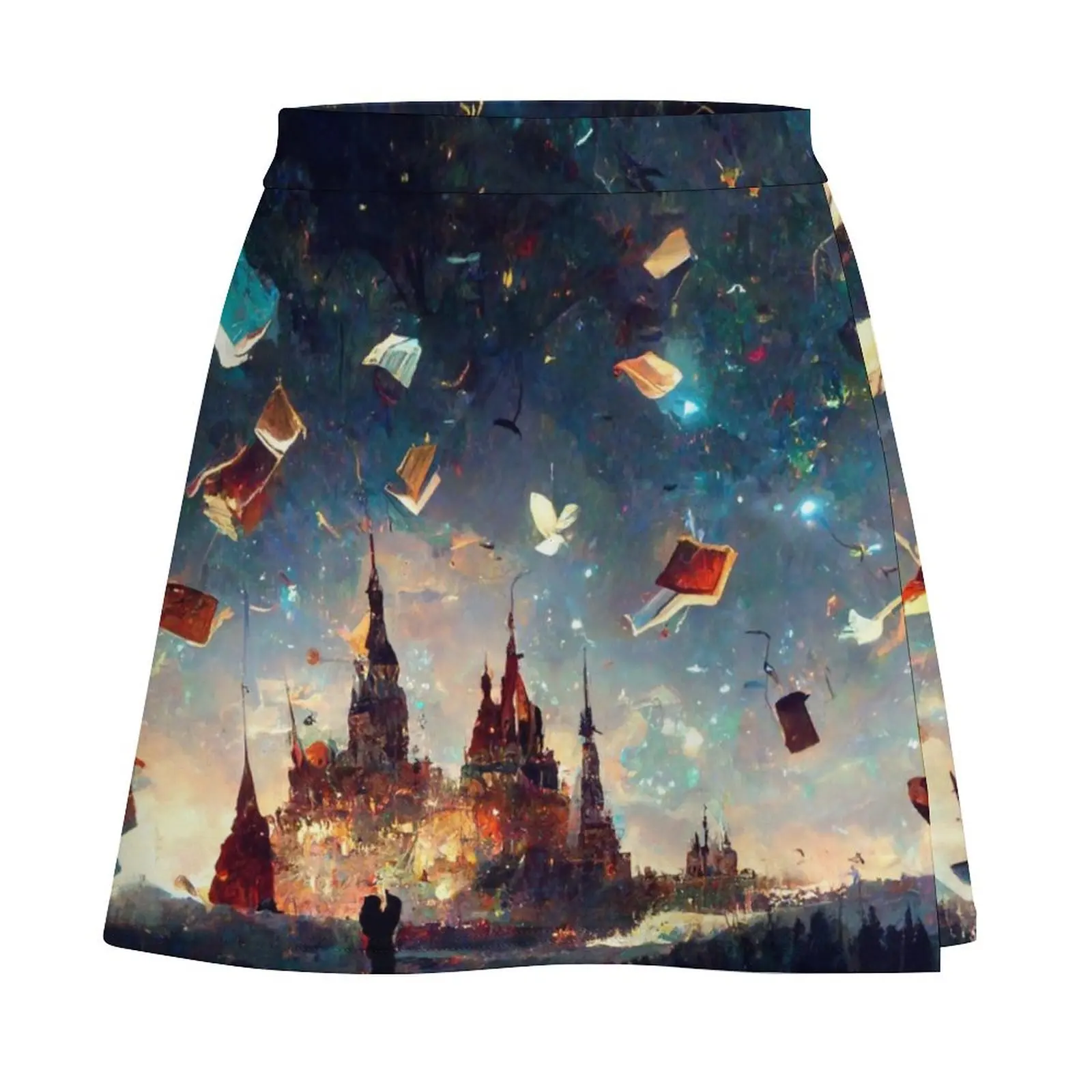 Magical Castle Raining Books Mini Skirt korean women's clothes kawaii skirt Mini Skirt