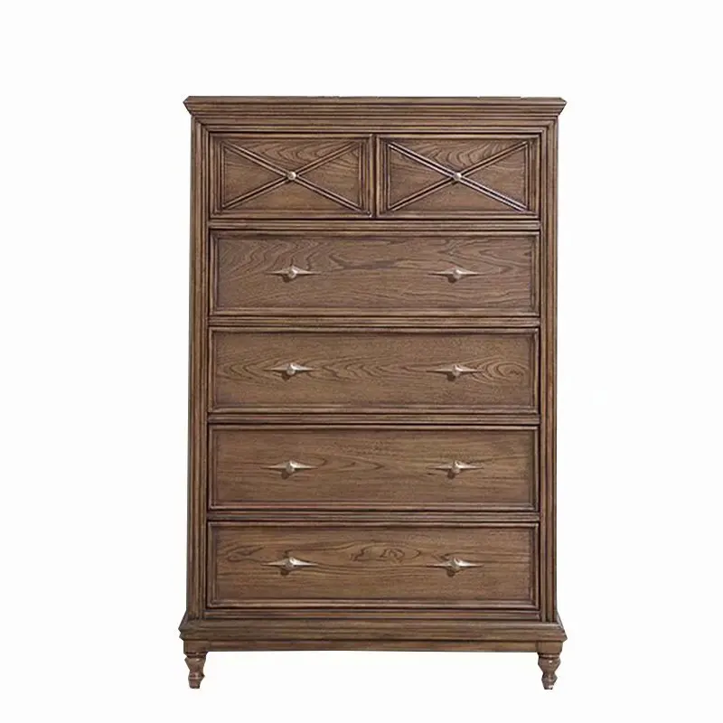

Solid wood oak chest living room American six chest high cabinet locker retro drawer storage cabinet