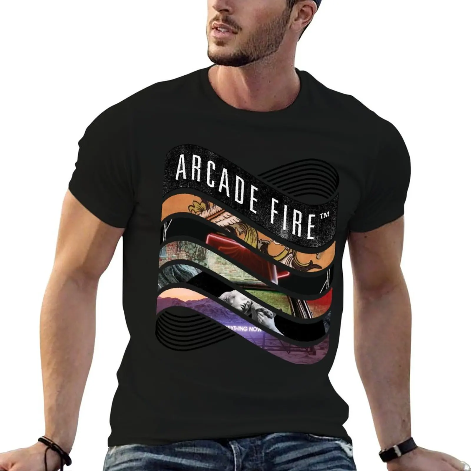 

Arcade Fire - Discography T-Shirt t shirt man luxury black cotton t-shirt plain for man package cotton tshirt 100% T-shirt
