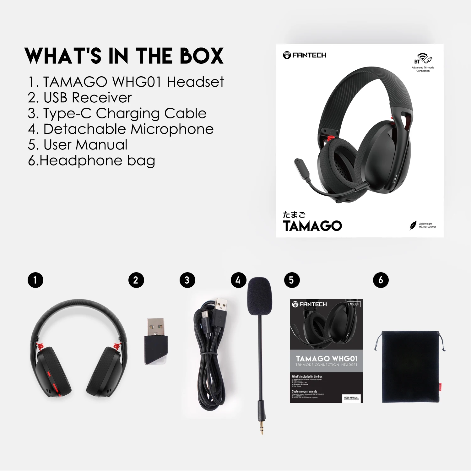 Imagem -06 - Fantech-tamago Gaming Headphones com Microfone Surround Headconjunto Redução de Ruído Chamada Ps5 Gamer 24 Ghz Bt5.2 7.1 Whg01