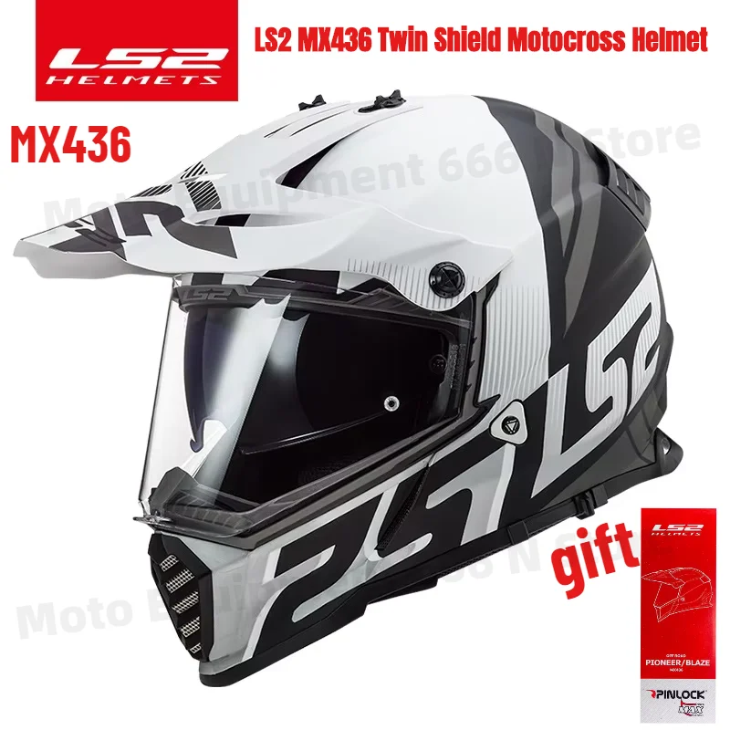 LS2 MX436 Twin Shield Motocross Helmet double lens PIONEER EVO Motorcycle Helmets off road capacete moto casco casque