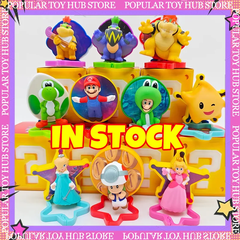 En Stock, Figuras Colgantes de McDonald's Happy Meal Super Mario Bros, Yoshi, Rosalina, Figura de Acción de Anime, Juguete, Regalo para Niños