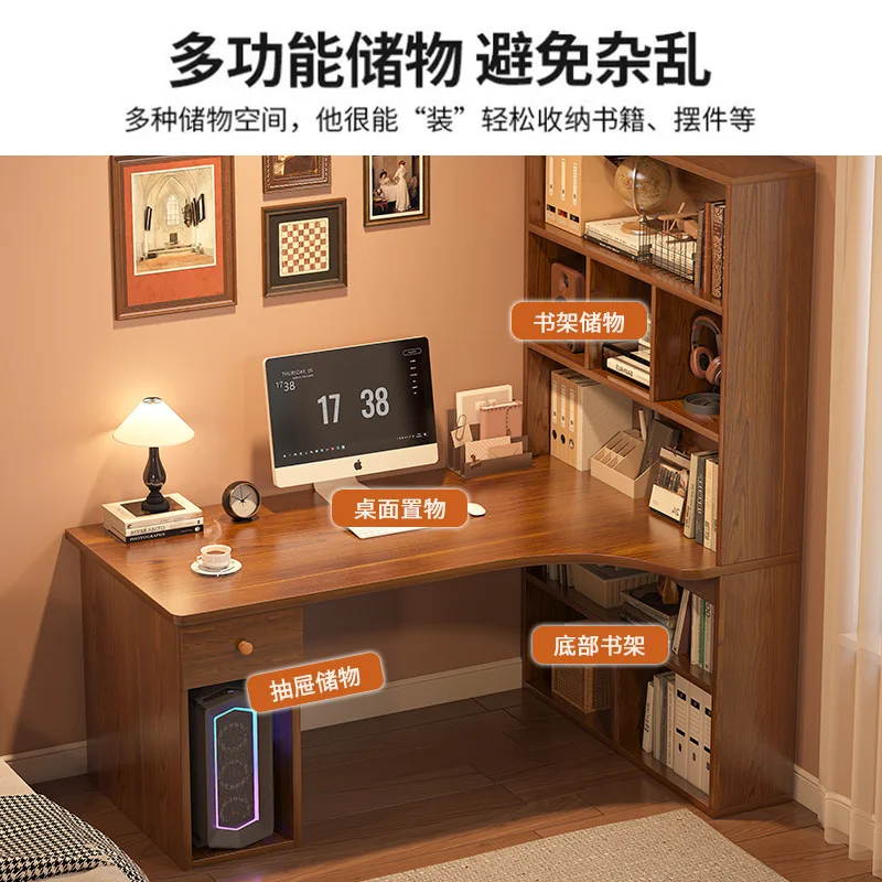 Modern Computer Desk Bookshelf Corner Desks Home Desktop Computer Table L-shaped Long Writing Desks Study E-sports Gaming Table