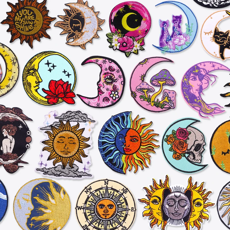 5 Teile/satz Sonne Mond Applikation/Stickerei Patch Eisen Auf Patches Für Kleidung Thermoadhäsive Patches Auf Kleidung Aufkleber Nähen patch
