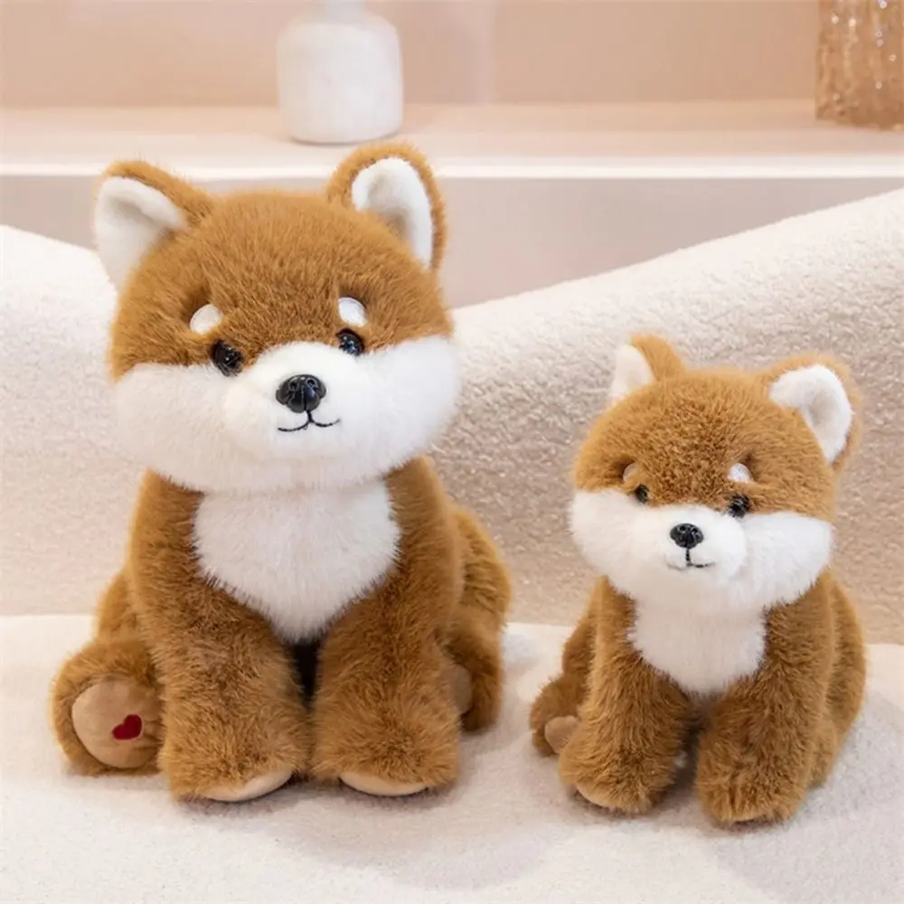 Lying West Highland Plush Toy Stuffed Animals with Chain Simulation Akita Dog Real Life Labrador Stuffed Puppy Doll Children Toy