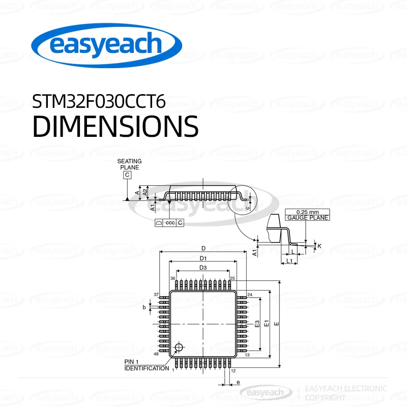 STM32F030CCT6 LQFP-48 48MHz 256KB Flash/microcontrolador de 32 bits-microcontrolador MCU