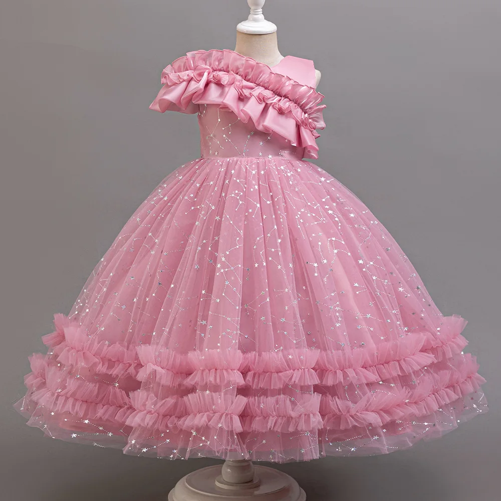 2023 Kids Tutu Birthday Princess Party Dress for Girls Infant Lace Children Bridesmaid Elegant Dress for Girl baby Girls Clothes