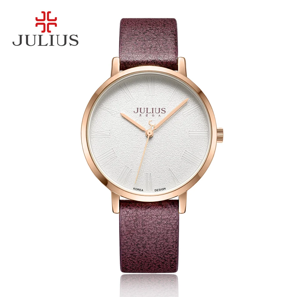 Julius JA-953 Simple Ultrathin Unisex Watch Leather Strap Fashion Brand Logo Custom Dropshipping Hodinky Silver Rose Gold Whatch