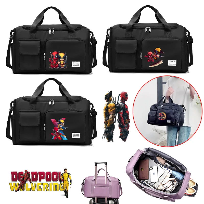 

Deadpool Wolverine Men Women Carry Travel Bag Gym Weekend Duffle Bags with Shoe Compartment Sport Fitness Hand Case Marvel Movie