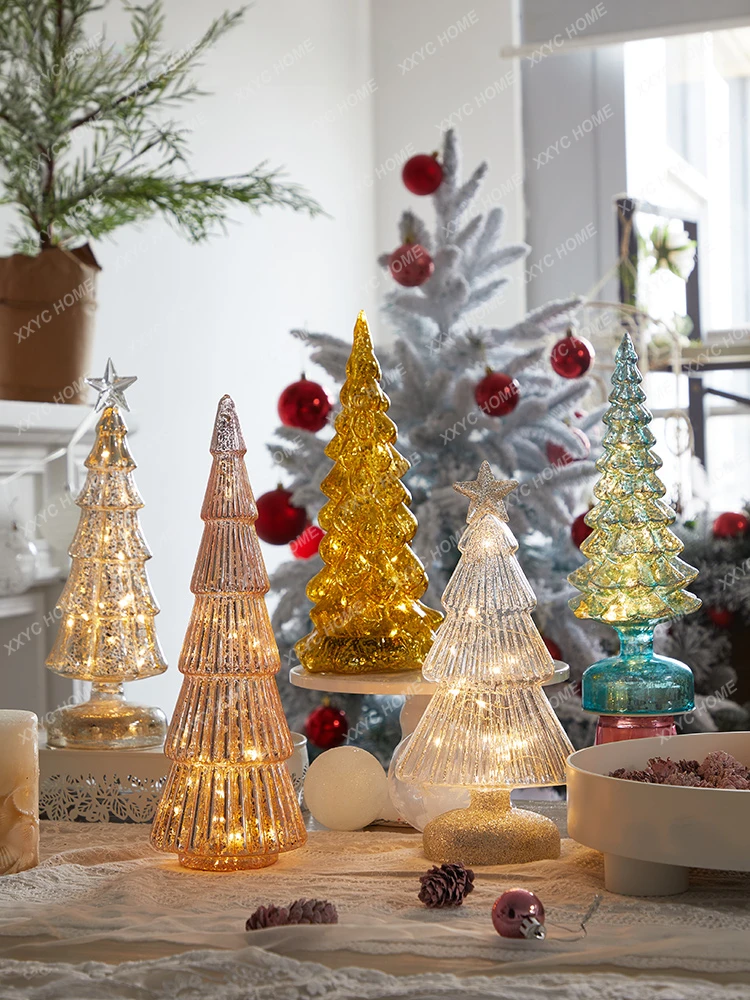 Christmas Decorations Holiday Glass Christmas Tree Table Decoration Decorative Lights