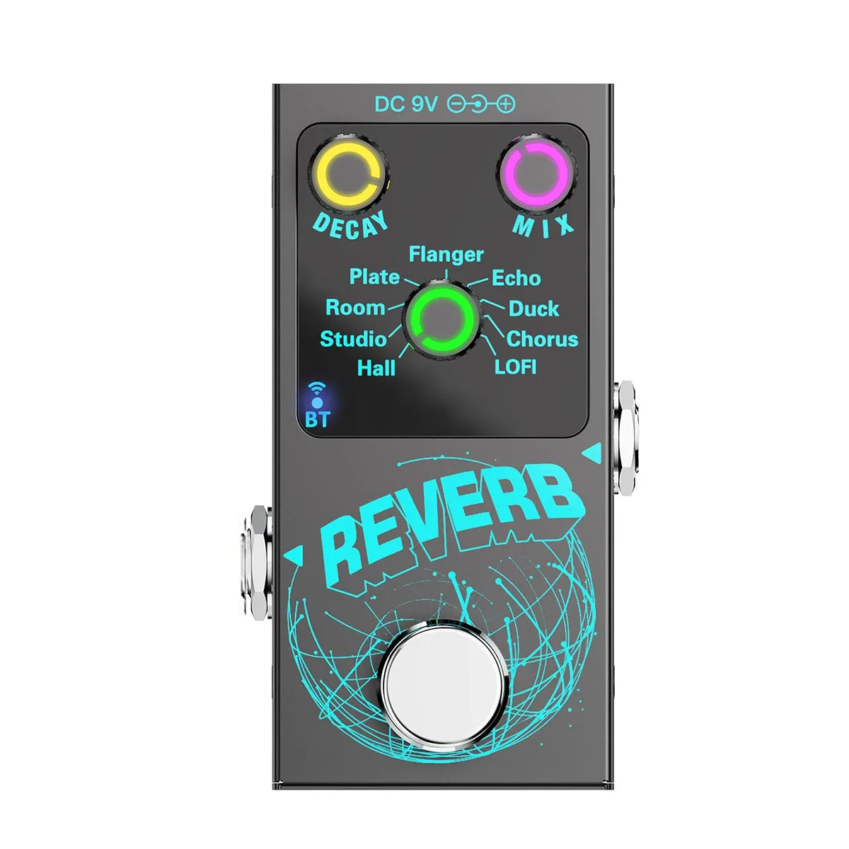 Miwayer REVERB Compact Reverb Effect Pedal – 9 Studio-Grade Reverbs, Decay/Mix Knobs, USB-C/DC9V, Metal Chassis