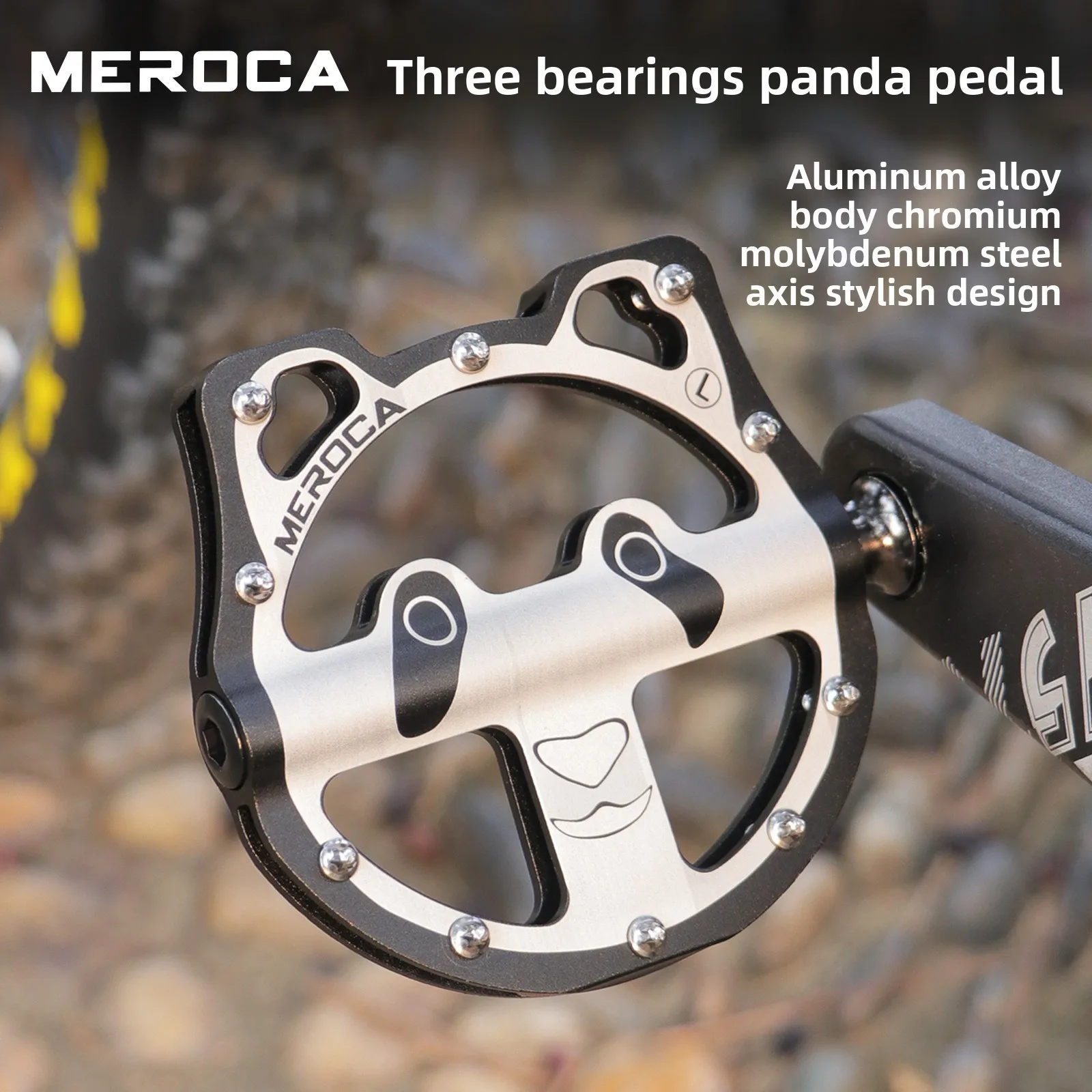 

MEROCA bicycle panda pedals three-bearing mountain road bike anti-slip pedals aluminum alloy CNC pedals Bicycle accessories