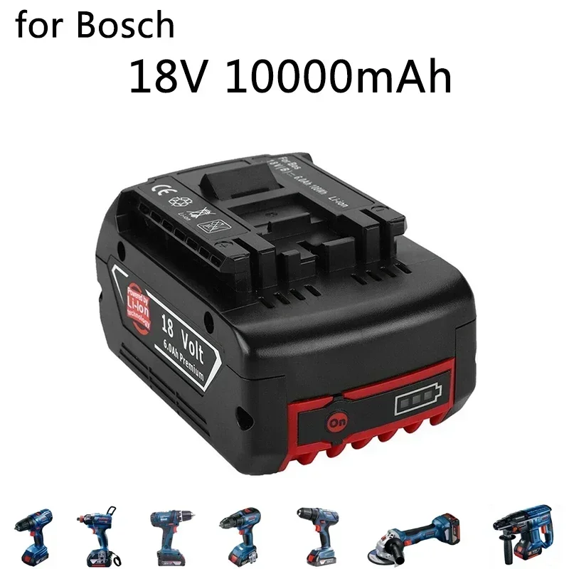 

For 18V Bosch 10000mAh Rechargeable Power Tools Battery with LED Li-ion Replacement BAT609, BAT609G, BAT618, BAT618G, BAT614