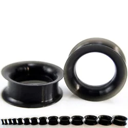 2Pcs Thick Silicone Black Double Flared Saddle Ear Plug 11mm Barrel Lobe Flesh Tunnel Stretcher Gauge 4-25mm