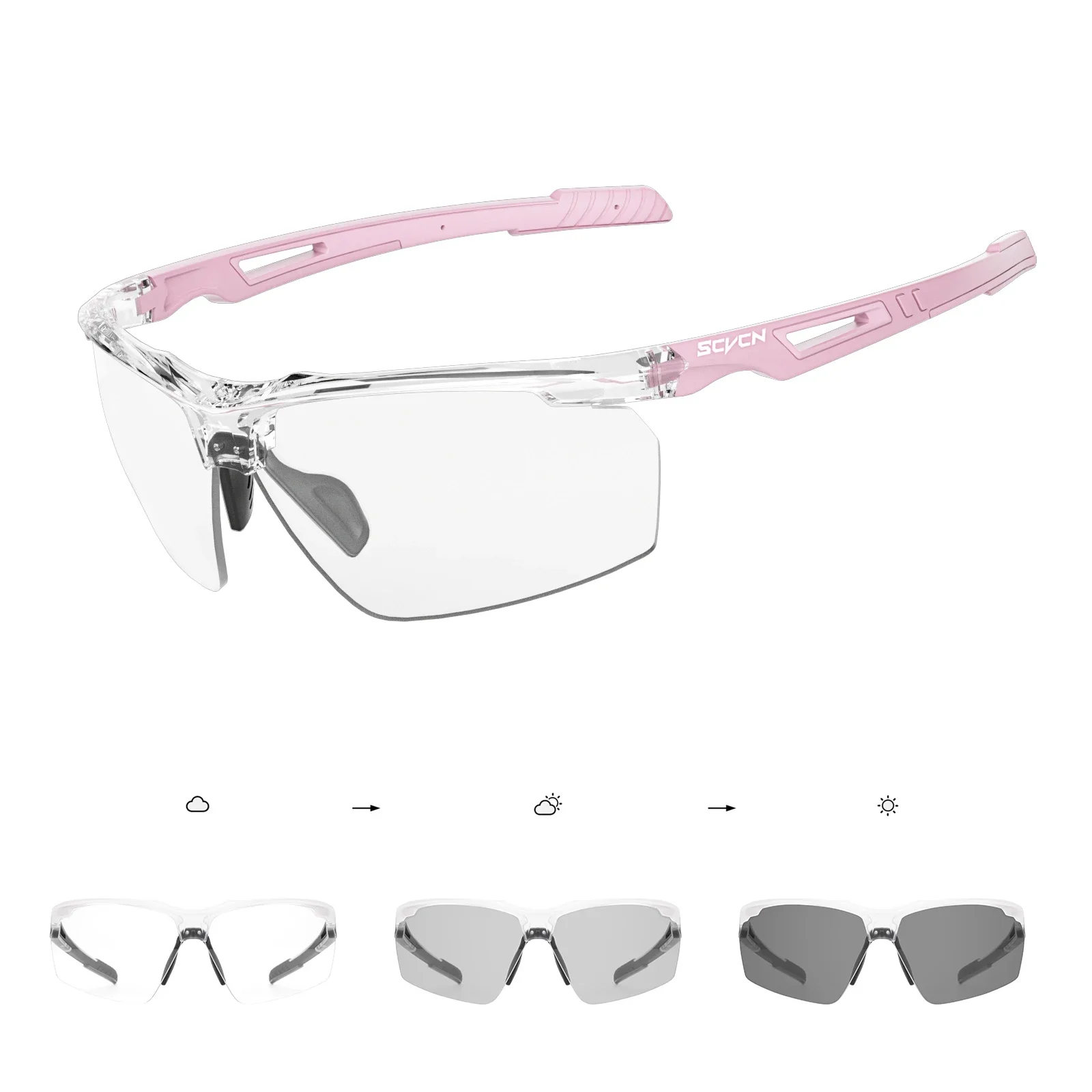 SCVCN Neue Leichte Männer Sicherheit Photochrome Radfahren Gläser UV400 Schutzhülle Klar Schießen Frauen Outdoor Sport Sonnenbrille