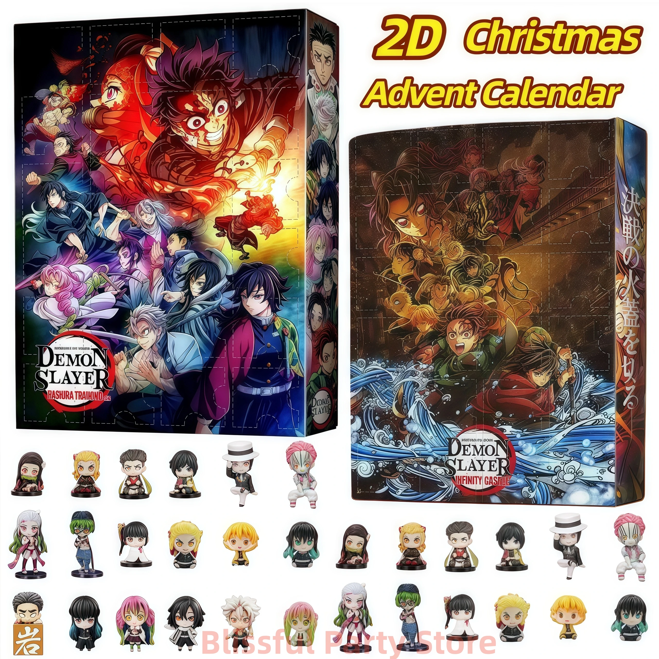 Calendrier de l'avent Demon Slayer 2025, boîte Surprise de 24 jours, figurine d'anime, calendrier de compte à rebours de noël, jouet périphérique pour enfants, cadeaux