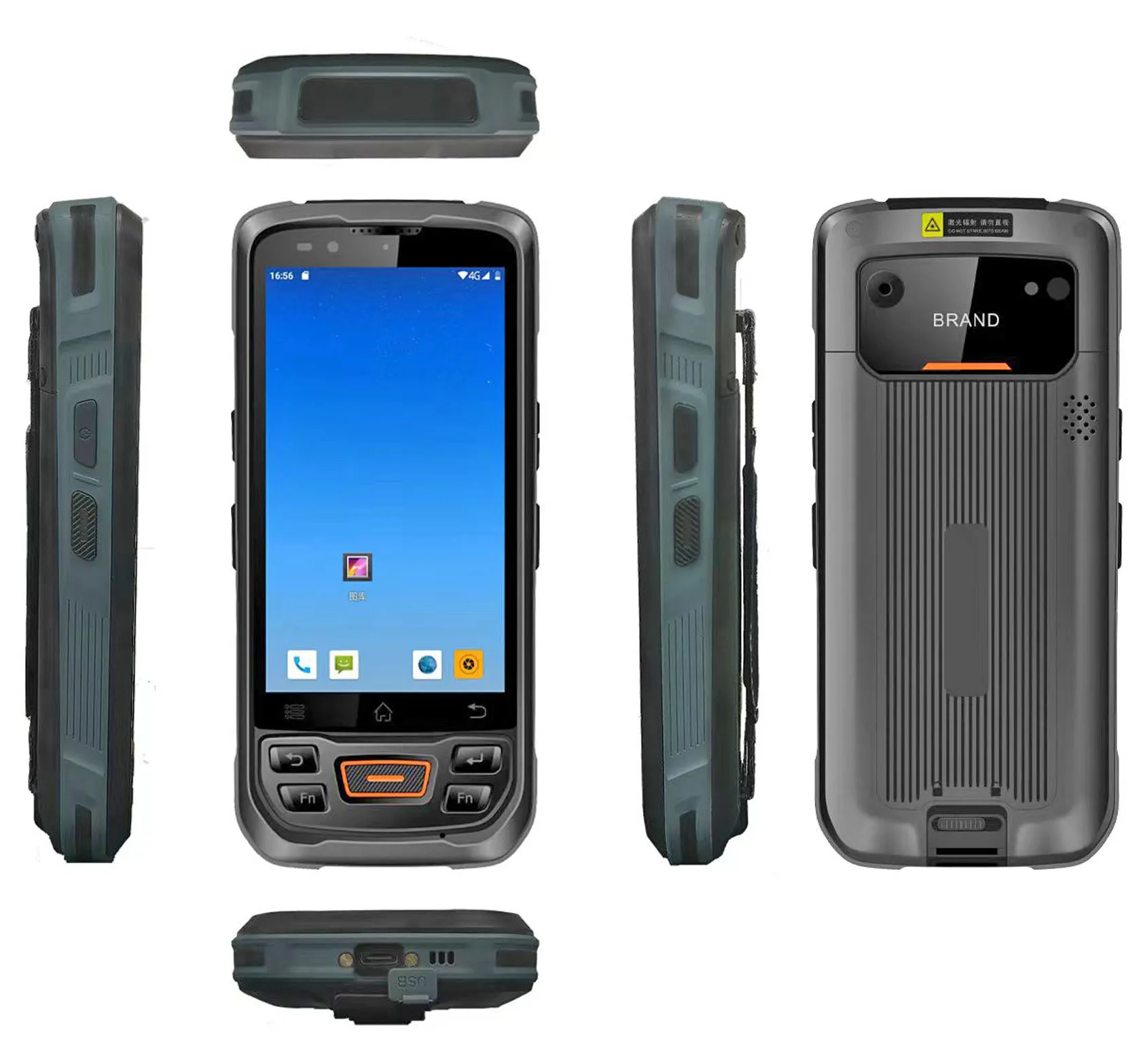 Imagem -01 - Handheld Barcode Scanner com Leitor de Impressão Digital Android 12 Pda 4g Leitor de Impressão Digital Frontal Built-in Uhf Rfid Coletores de Dados 5in 64gb