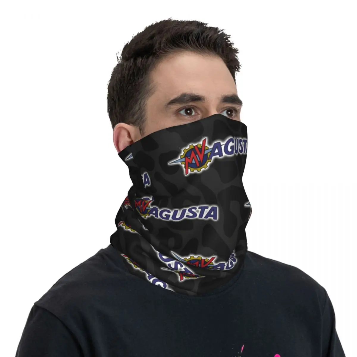 MV Agusta Nameplate Bandana Neck Gaiter Motorcycle Club Agusta Face Mask Cycling Face Mask Hiking Unisex Adult Washable