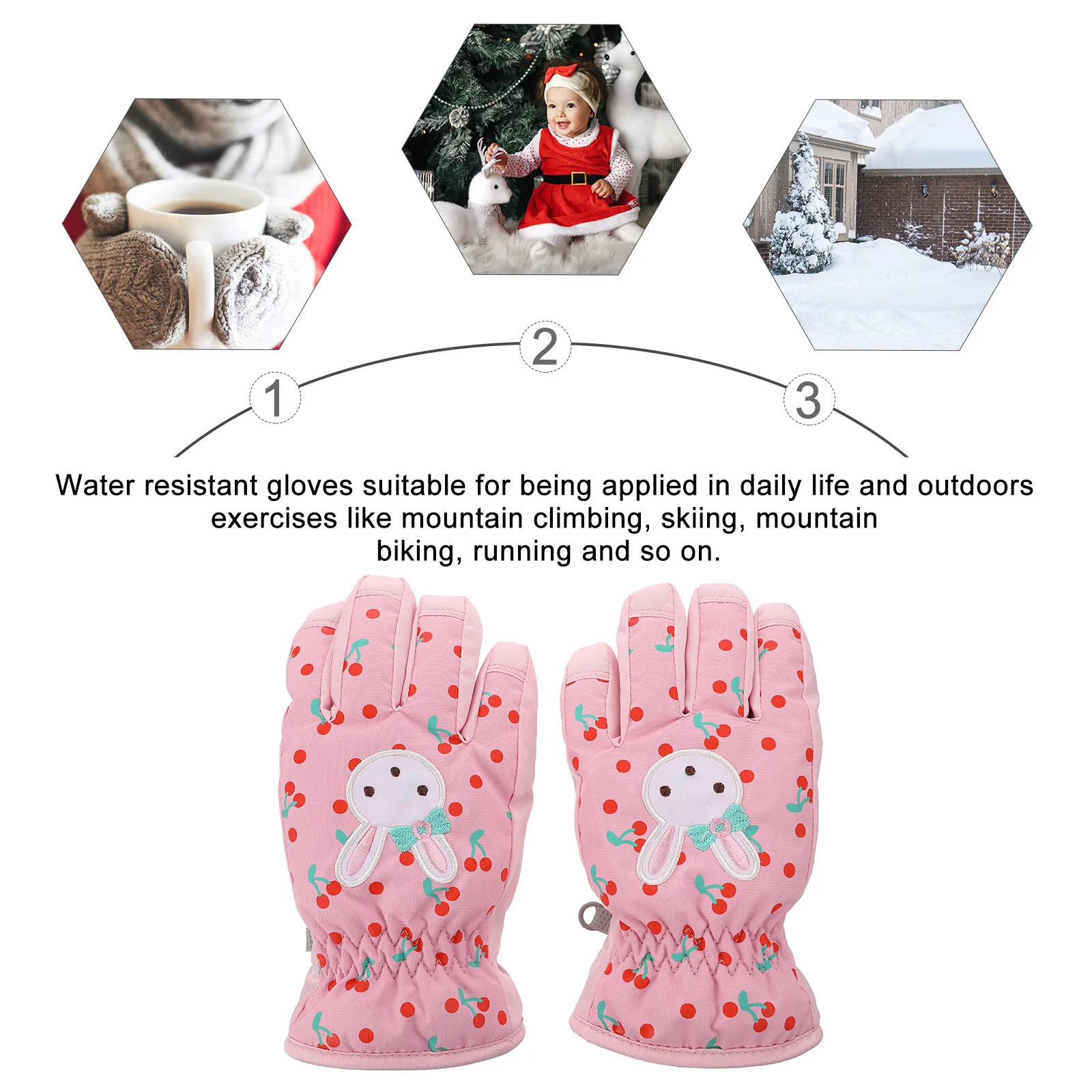 

Winter Children Boys Snow Mittens Pink Lovely Water Resistant Kids Toddler Warm Ski Gloves Child Anti Wind Waterproof Thermal