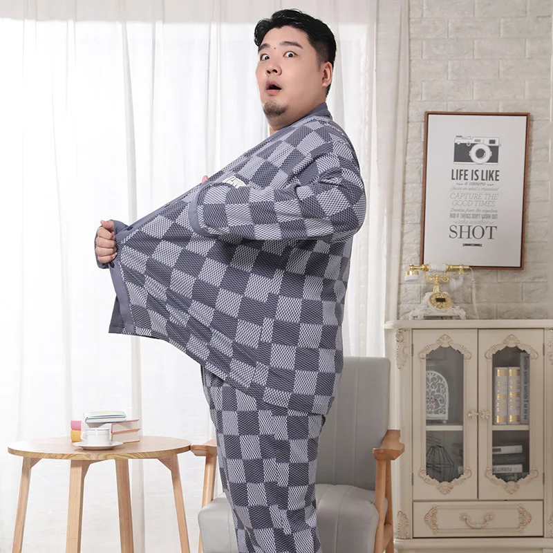 100% cotton pajamas sets men Plus size 150kg long sleeves spring and autumn pyjamas sleepwear pyjama suits 93368