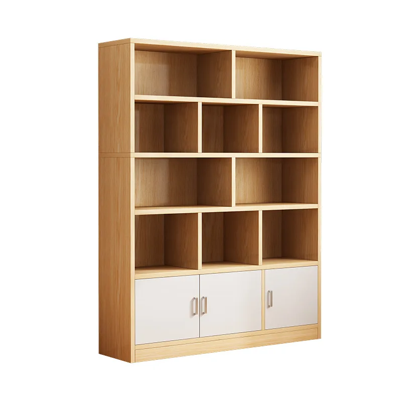 

Simple, bookshelf with door integrated against the wall floor-to-ceiling library bookcase