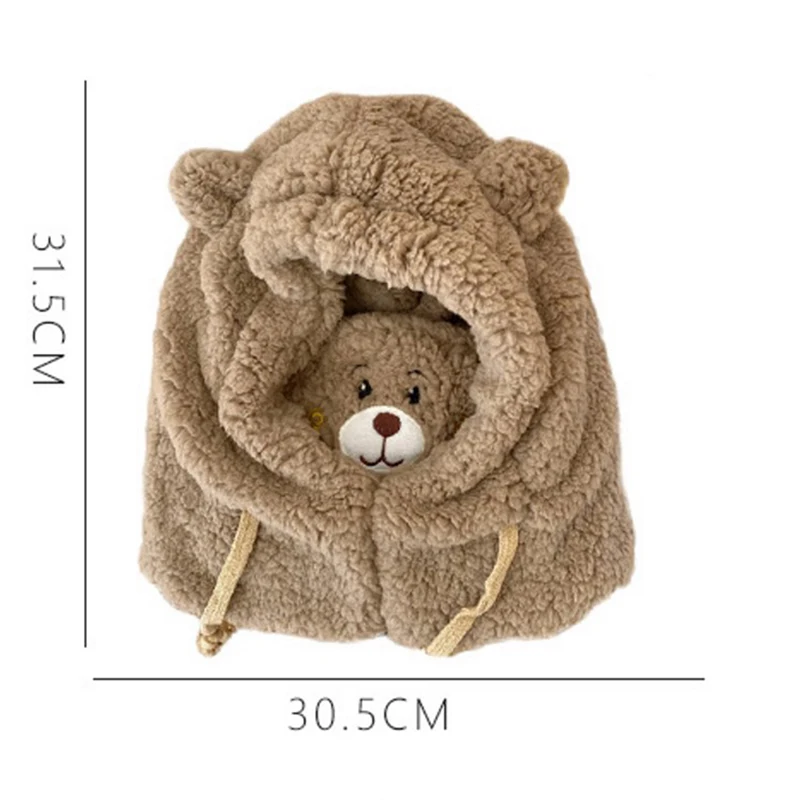 Cute Bear Ears Warm Hat Windproof Neck Scarf Cap Student Plus Cashmere Cap