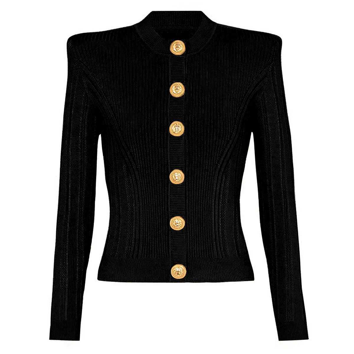 SML Four Colors High Quality Fashion Solid Elastic Knitted Fabric Round Neck Single Breasted Exquisite Casual Women's Cardigan