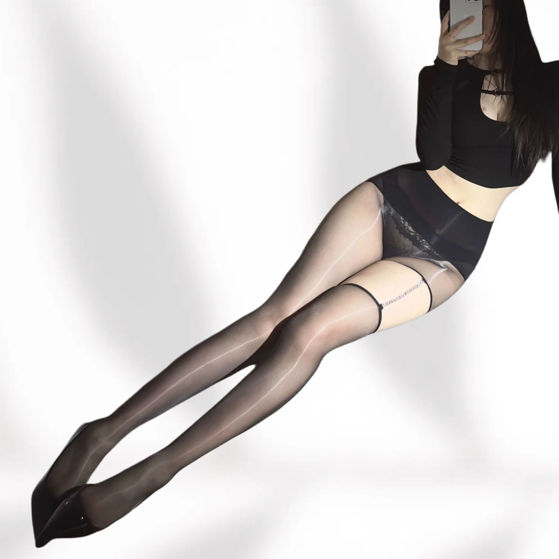 여름 신상 다이아몬드 체인 멜빵 매력있는 레이스업 스타킹 불규칙 오일리 매력있는 스타킹 실키 스무스 심리스 팬티스타킹 썸네일 2