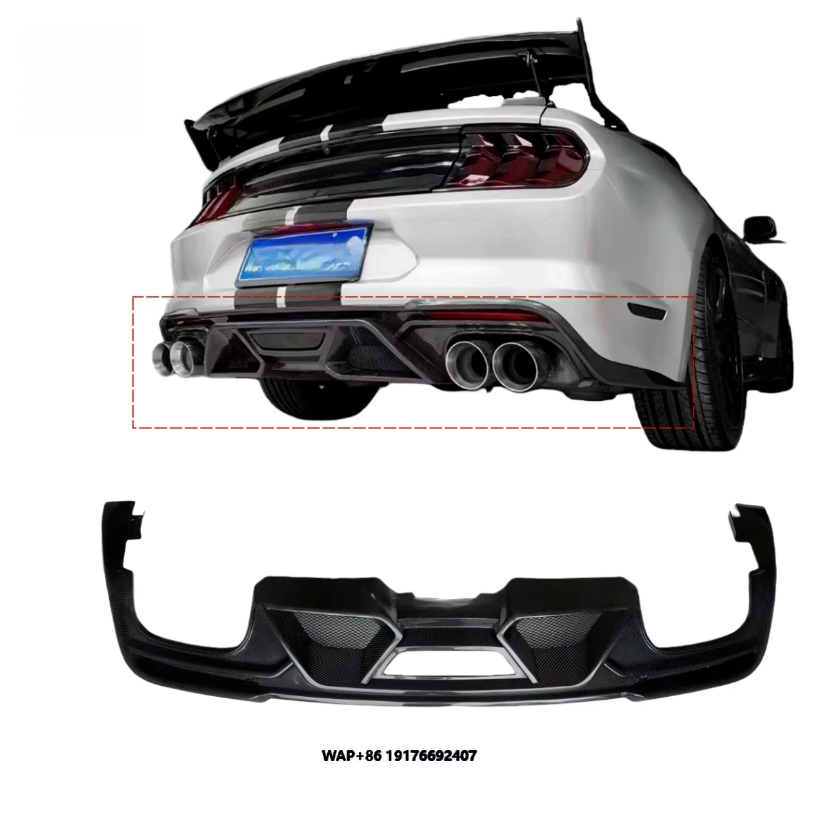 

2018-2022 for Mustang Carbon Fiber Rear Diffuser GT500 Style High-Quality Carbon Fiber Rear Lip Spoiler Body Kit