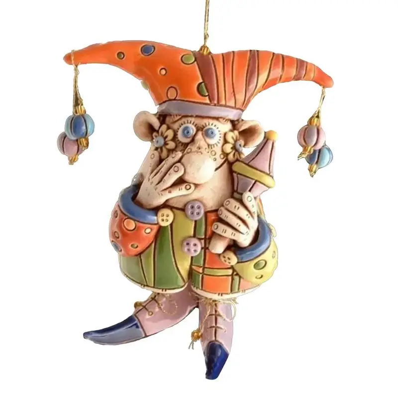 

Colorful Jester Bell Ornaments Fun Creative Exquisite Summer Tree Decor Home Garden Decor Resin Clown Wind Chime Ornaments For