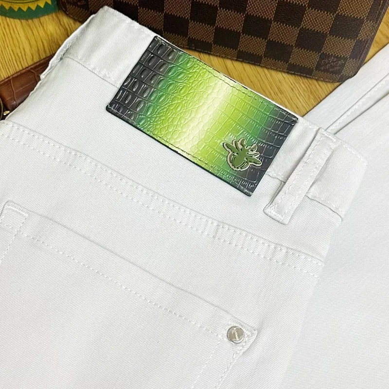 Summer Thin Jeans Men's Simple High-End Slim-Fit Stretch Ice Silk Cool Breathable Tapered Light Luxury Casual Trousers