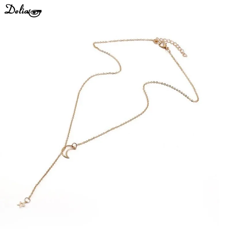 New Fashion Jewelry Star Moon Choker Necklace Gift for Women Girl Gold Color Chain Hollow Star Pendant Necklace Drop Shipping