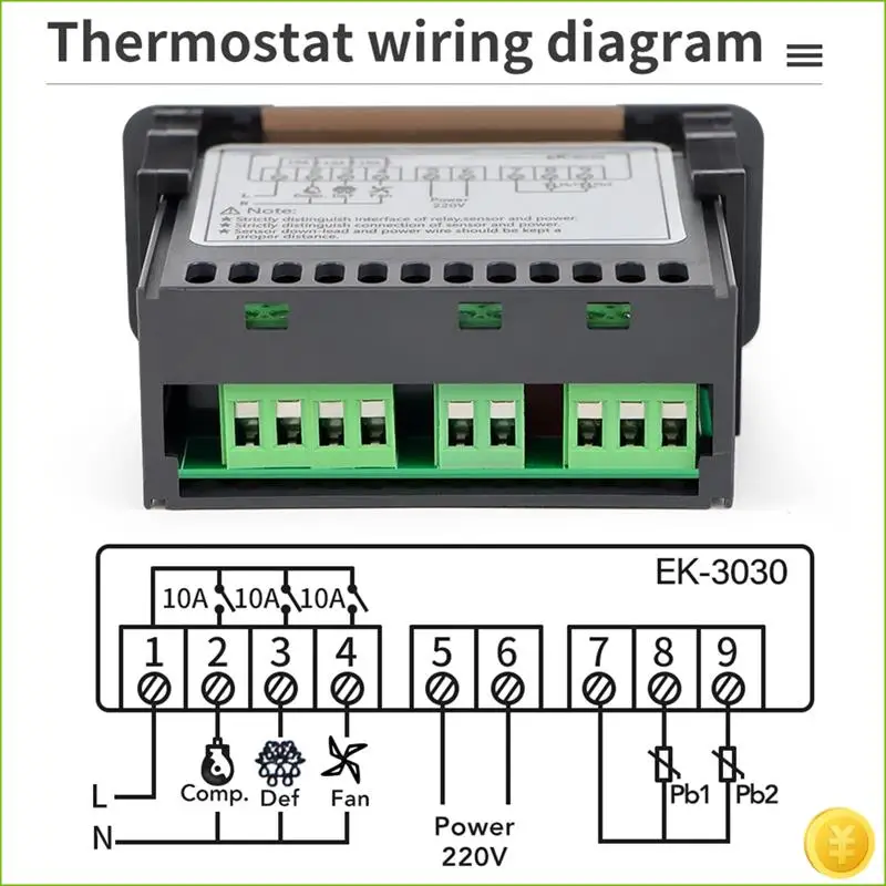 

Цифровой регулятор температуры 220 В, прохладный тепловой переключатель, термостат для размораживания холодильника, датчик (EK-3020), простой в использовании