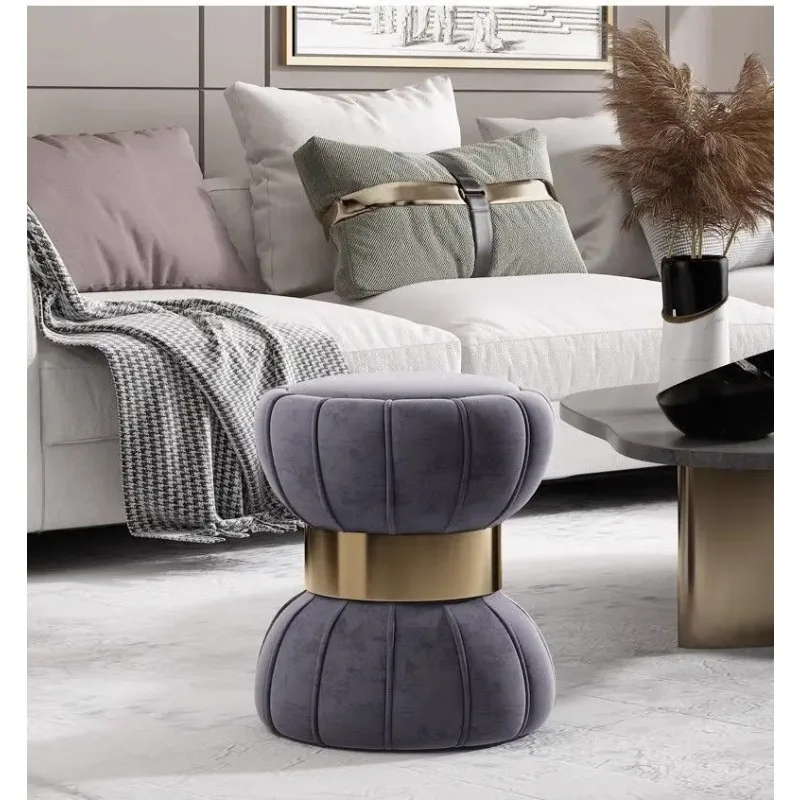 

Скандинавский туалетный стул для макияжа, комод для спальни, пуфики, маникюрные круглые табуреты, диван для гостиной, низкие пуфики, светлое роскошное мягкое сиденье