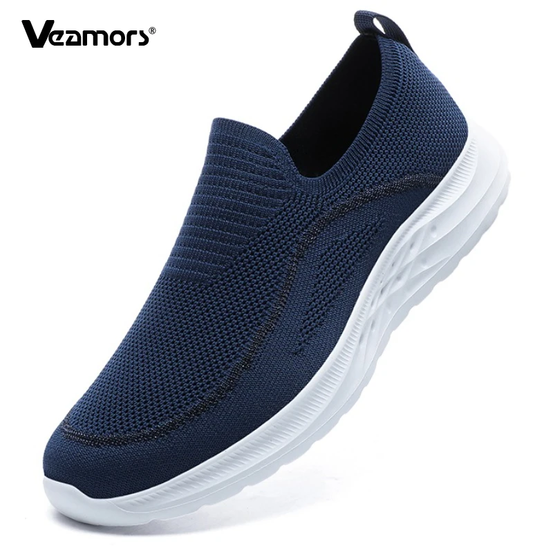 

Мужская прогулочная обувь без шнуровки на мягкой подошве, дышащая вязаная мужская повседневная обувь, легкая дышащая обувь для отдыха, лоферы