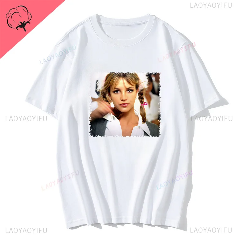 Singer Britney Spears pattern retro fashion trend Casual Harajuku Street summer men and women universal crewneck T-shirt