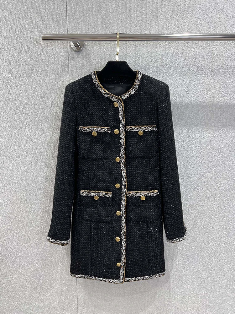 

SVORYXIU 2025 Winter New Style Women's Daily Casual O-Neck Binding edge Weaving Chic Elegant Vintage Blends Coat