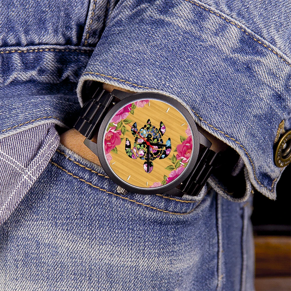 طقم ساعات رجالية بحركة كوارتز ذهبية وردية ساعة يد أصلية راقية مع حزام فضي للنساء والرجال ساعة هدايا سوداء