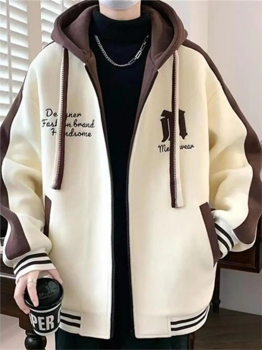 

Бейсбольная куртка большого размера с капюшоном для мужчин, модная молодежная осенне-зимняя стройная полиэстеровая нейлоновая куртка Cosite Fiber Long Sve