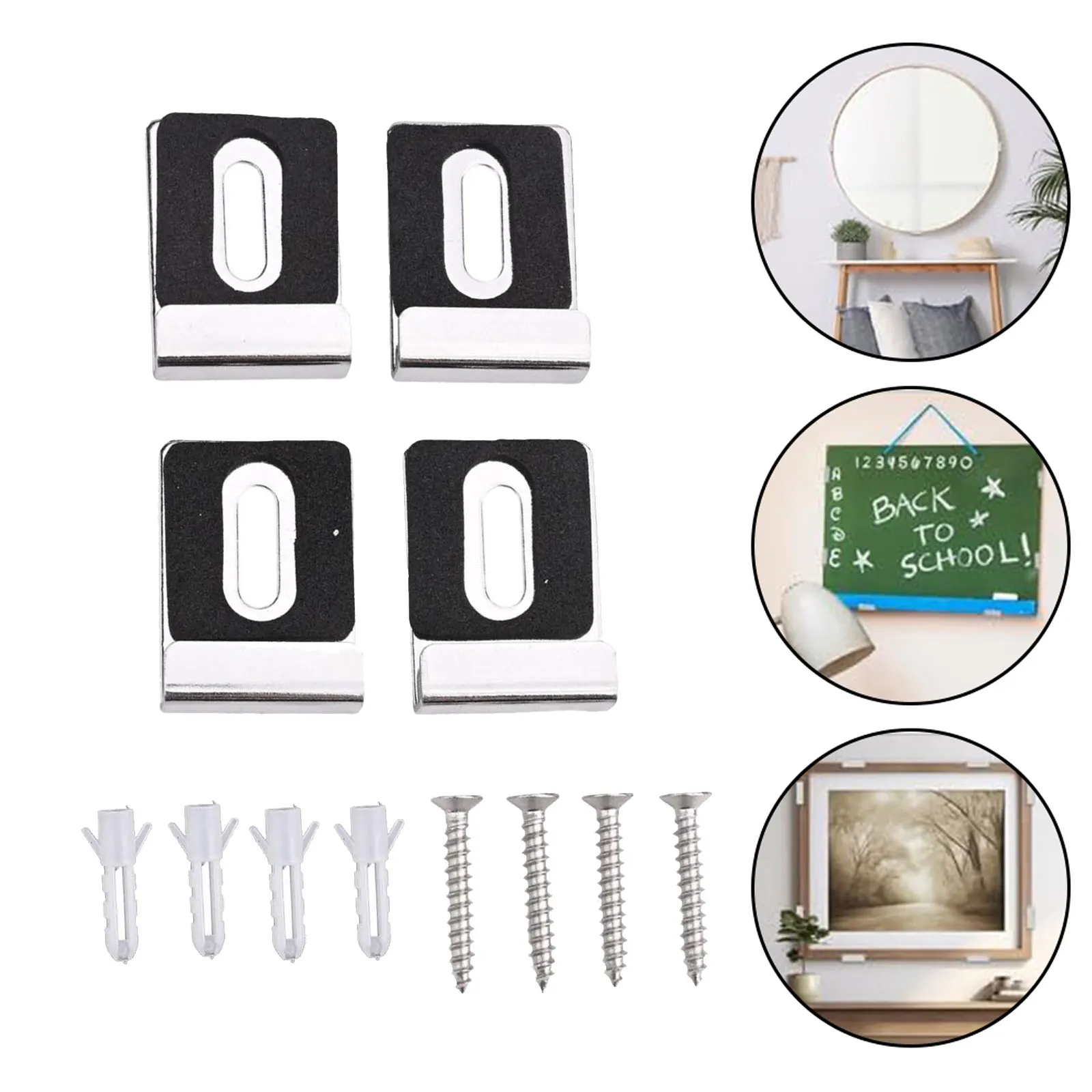 4pcs Wall Glass Mirror Clips Clamp Frameless Bathroom Mirror Glass Wall Mounting Fixing Kit Hardware With Screws Holder      New