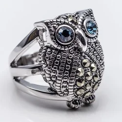 European and American Vintage Fashion Personalized Owl Zircon Rings for Women Party Birthday Anniversary Gift Ring Anillo Mujer