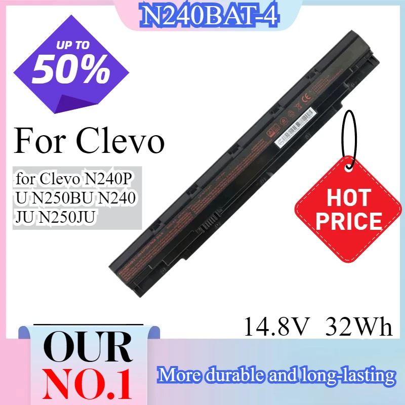 

N240BAT-4 Laptop Battery for Clevo N240PU N250BU N240JU N250JU N240WU N250WU NP3240 NP3245 6-87-N24JS-4UF3 N240BAT-3 32Wh/44Wh